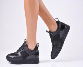 Дамски обувки от естествена кожа черни