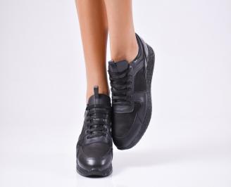 Дамски обувки от естествена кожа черни