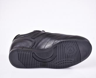 Мъжки спортно елегантни обувки естествена кожа черни