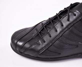Мъжки спортно елегантни обувки естествена кожа черни