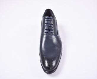 Мъжки официални обувки естествена кожа сини