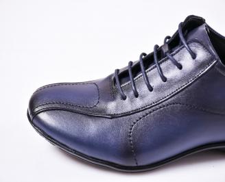 Мъжки спортно елегантни  обувки естествена кожа сини
