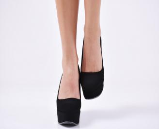 Дамски обувки на платформа  набук черни
