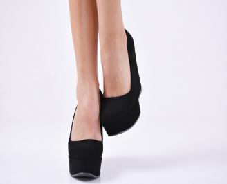 Дамски обувки на платформа  набук черни