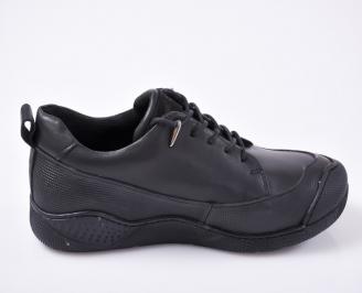 Мъжки спортно елегантни обувки естествена кожа черни 3