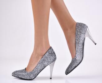 Дамски  елегантни обувки сребристи EOBUVKIBG