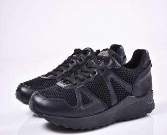 Мъжки спортни  обувки естествена кожа/текстил черни