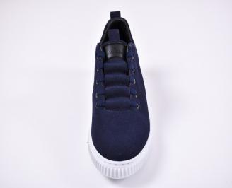 Мъжки спортни обувки естествен велур сини