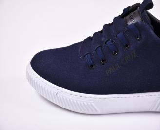 Мъжки спортни обувки естествен велур сини