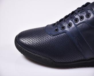 Мъжки спортно елегантни обувки естествена кожа сини