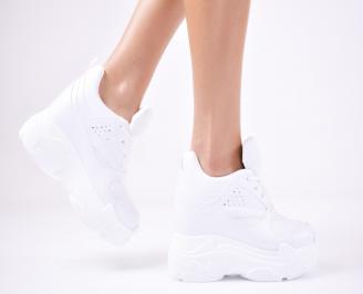 Дамски обувки на платформа  бели