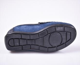 Мъжки спортно елегантни обувки естествен набук сини