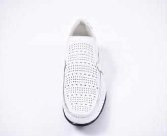 Мъжки  елегантни обувки естествена кожа бели