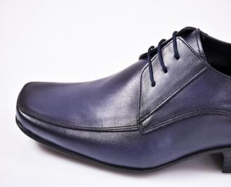 Мъжки официални обувки естествена кожа сини