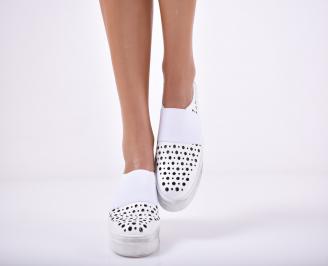 Дамски спортни  обувки естествена кожа бели