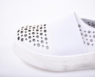 Мъжки спортни обувки естествена кожа бели