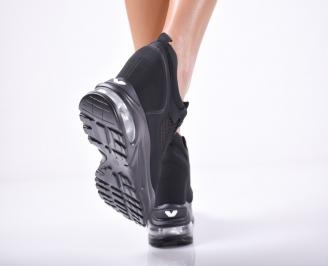 Дамски обувки на платформа текстил черни