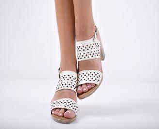 Дамски елегантни сандали естествена  кожа бежови