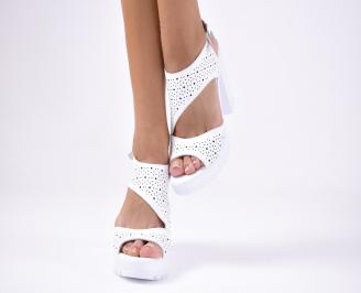 Дамски елегантни сандали естествена  кожа бели