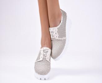Дамски  обувки платформа естествена кожа бежови