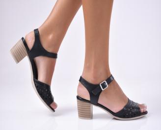 Дамски елегантни сандали естествена  кожа черни