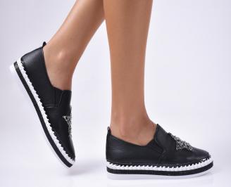 Дамски  обувки равни  черни естествена кожа