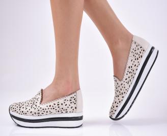 Дамски  обувки платформа естествена кожа бежови