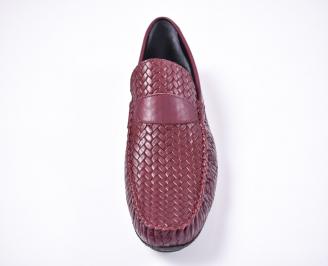 Мъжки спортно елегантни обувки естествена кожа бордо