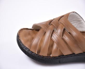 Мъжки чехли естествена кожа кафяви