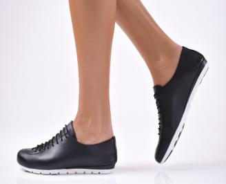 Дамски обувки равни естествена кожа черни