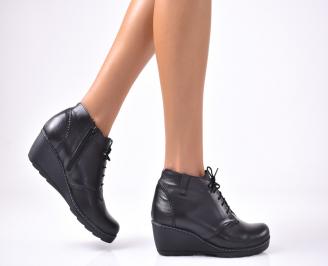 Дамски  обувки  на платформа естествена кожа черни