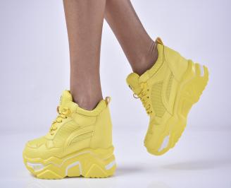 Дамски обувки на платформа жълти