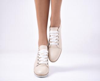 Дамски равни обувки естествена кожа бежови