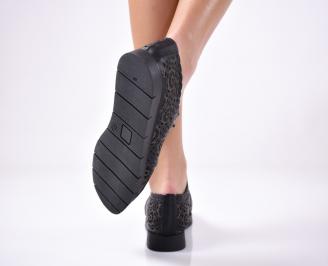 Дамски равни обувки естествена кожа черни. 3