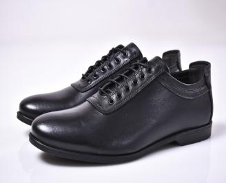 Мъжки спортно елегантни обувки естествена кожа черни