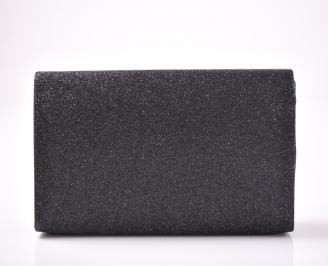 Абитуриентска чанта текстил ситен брокат черен