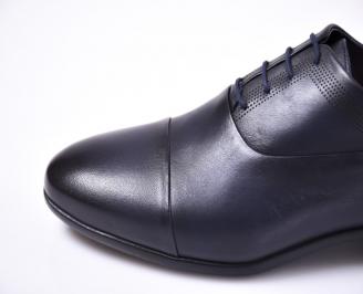 Мъжки официални обувки естествена кожа син