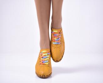 Дамски  равни обувки естествена кожа жълти
