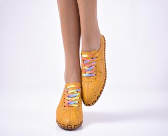 Дамски  равни обувки естествена кожа жълти