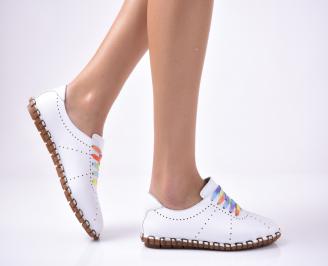 Дамски  равни обувки естествена кожа бели