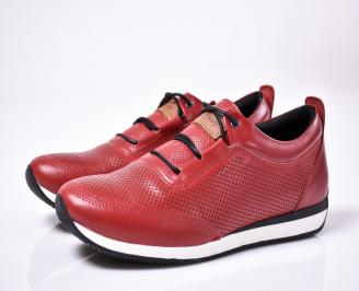 Мъжки спортно елегантни  обувки естествена кожа червени