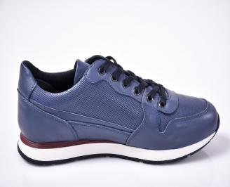 Мъжки спортно елегантни обувки естествена кожа сини 3
