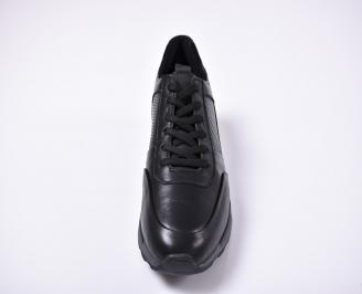 Мъжки спортно елегантни обувки  естествена кожа черни