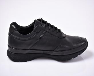 Мъжки спортно елегантни обувки  естествена кожа черни