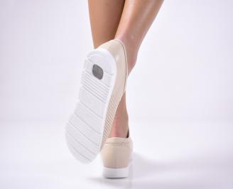 Дамски равни обувки естествена кожа бежови 3
