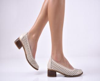 Дамски ежедневни обувки естествена кожа бежови