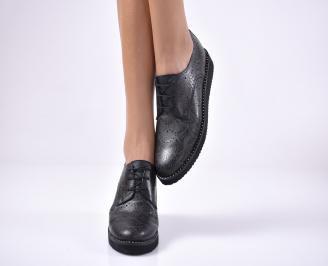 Дамски равни обувки естествена кожа черни