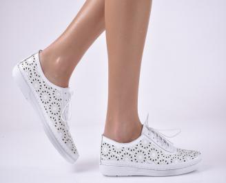 Дамски ежедневни обувки естествена кожа бели EOBUVKIBG