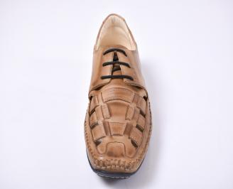 Мъжки сандали естествена кожа бежови