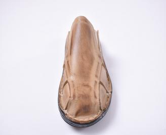 Мъжки чехли естествена кожа бежави